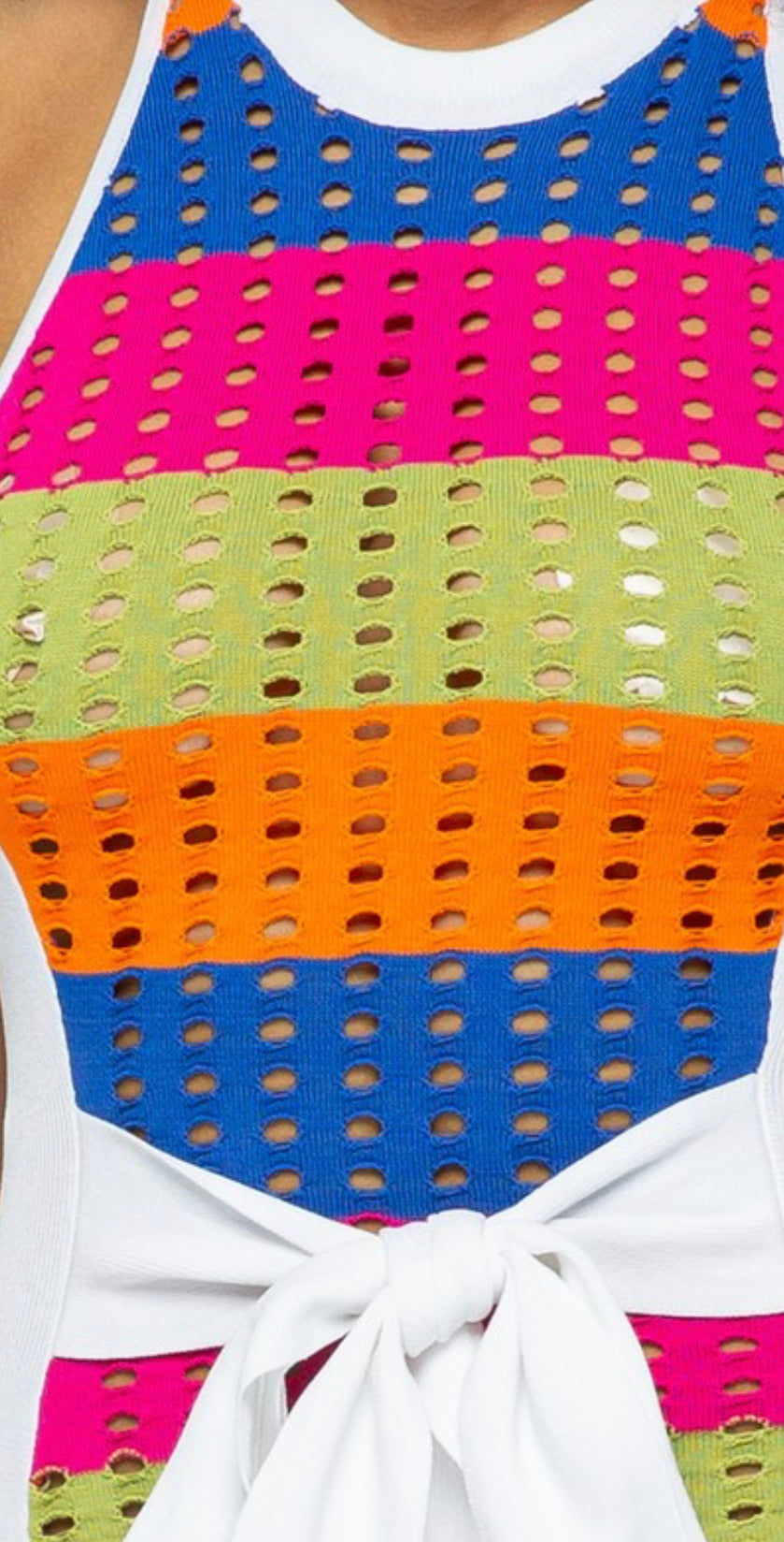 Women's Midi Multicolored Front Tie Dress