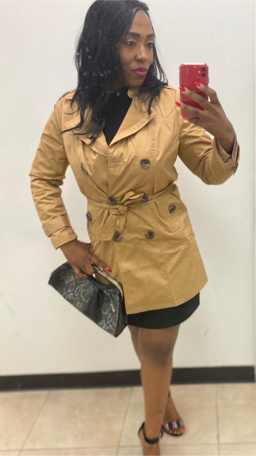 Women's New Khaki Belted Trench Coat