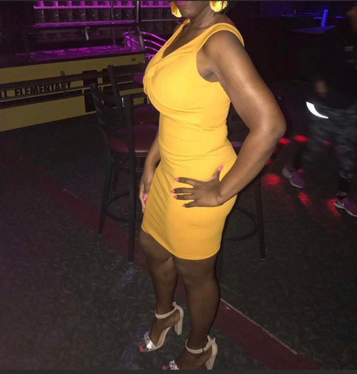 Women's Mustard Bodycon Fitted Dress