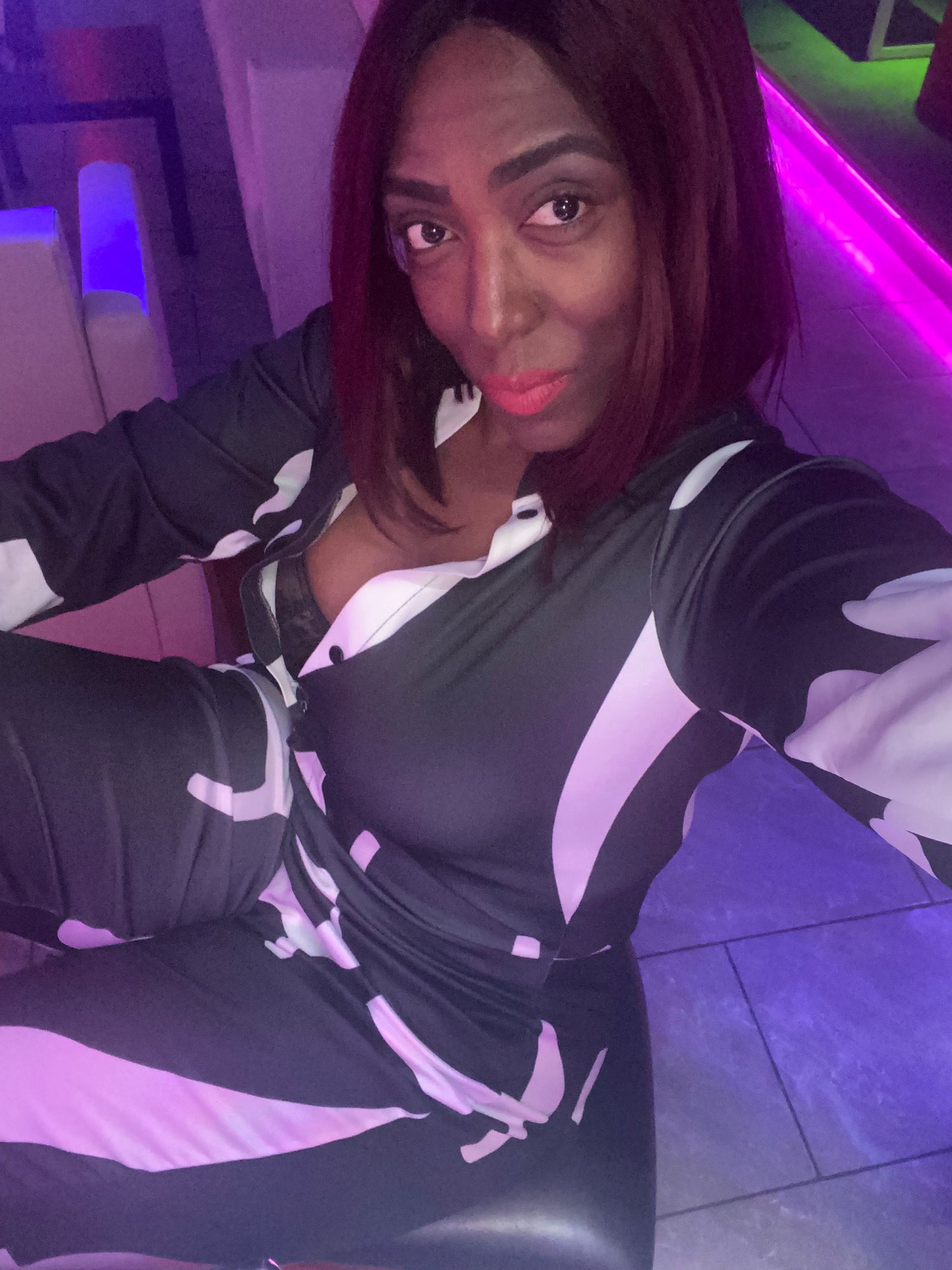Sexy Black and White Straight Leg Multi Print Jumpsuit