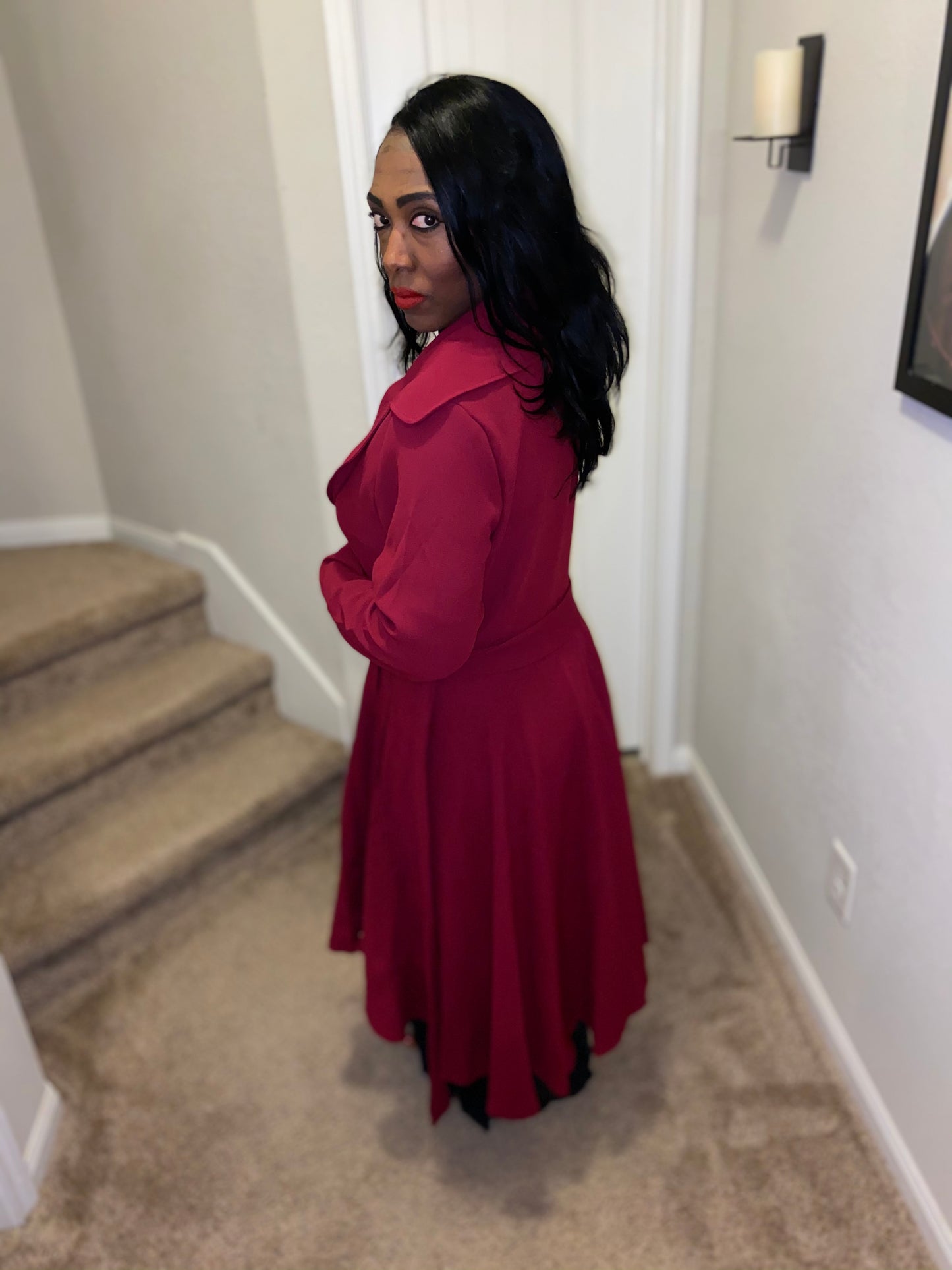 Plus Size Burgundy Winter Coat Jacket