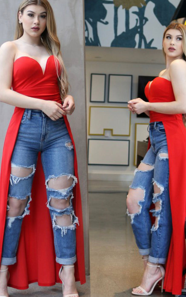 Heart Shape Neckline Open Flow Style Dress Top