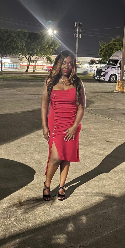 Plus Size Sleeveless Side Button Bodycon Dress