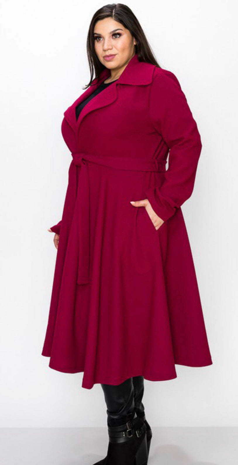 Plus Size Burgundy Winter Coat Jacket