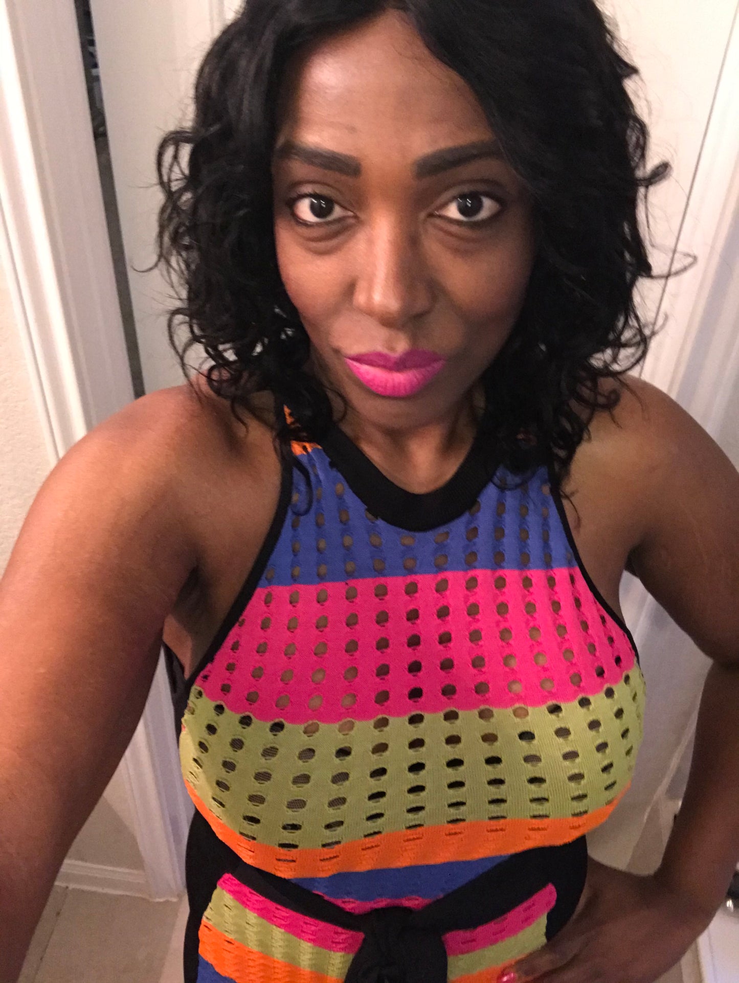 Women's Midi Multicolored Front Tie Dress