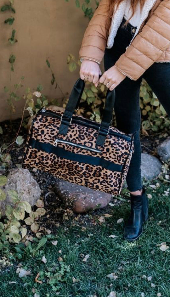 Women’s Leopard Duffel Overnight Bag