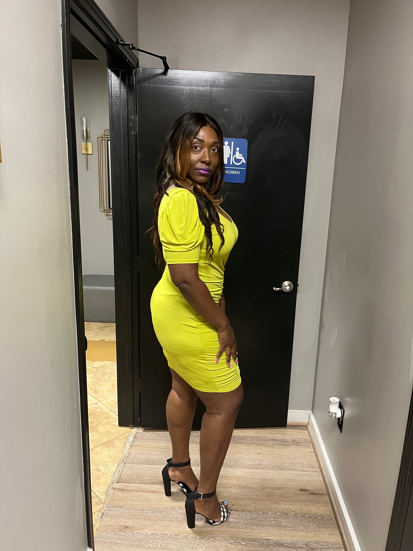 Pleated Shoulder Plus Size Bodycon Dress