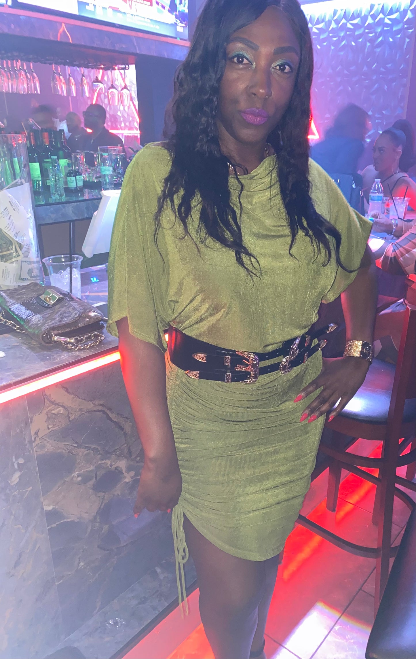 Night Out One-off Shoulder Plus Size Side Ruched Dress
