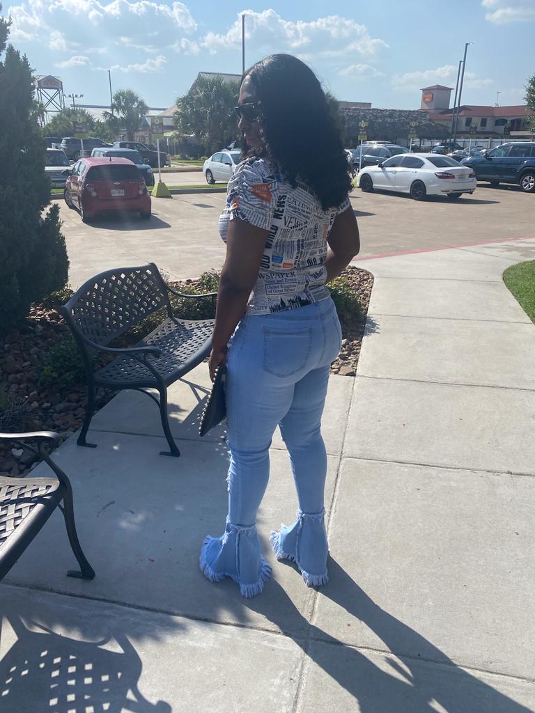 Flare Ripped Denim Jeans