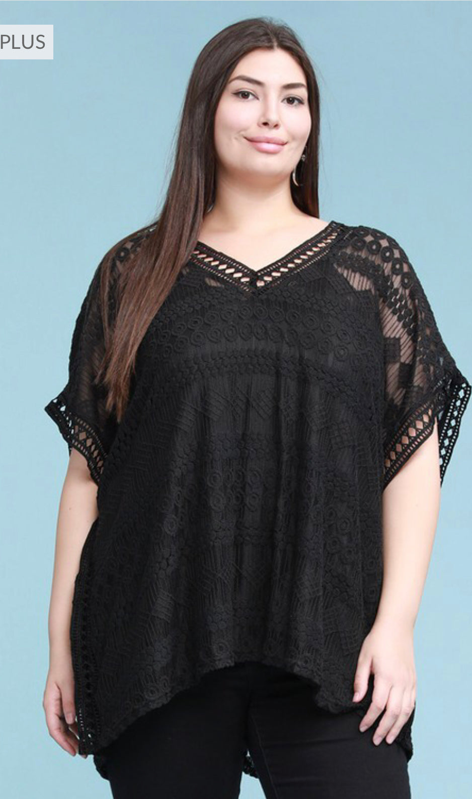 Plus Size Wine Colored Embroidered Lace Poncho Dressy Top