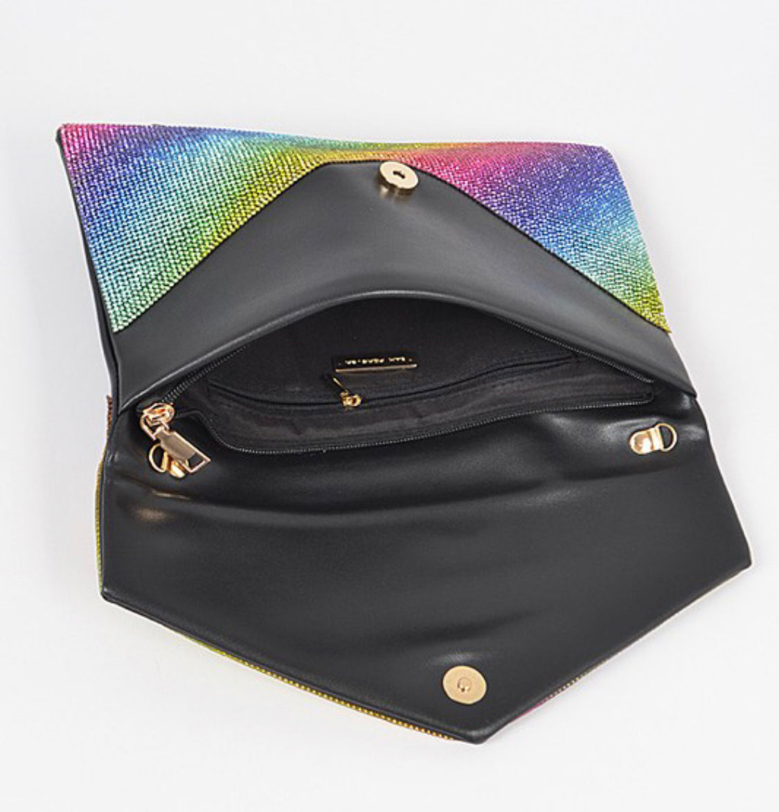 Multi Color Rhinestone Envelope Clutch