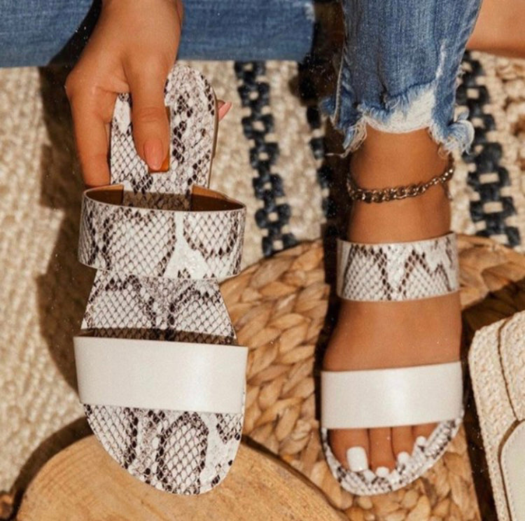 Women's Animal Print Double Band Strappy Sandals