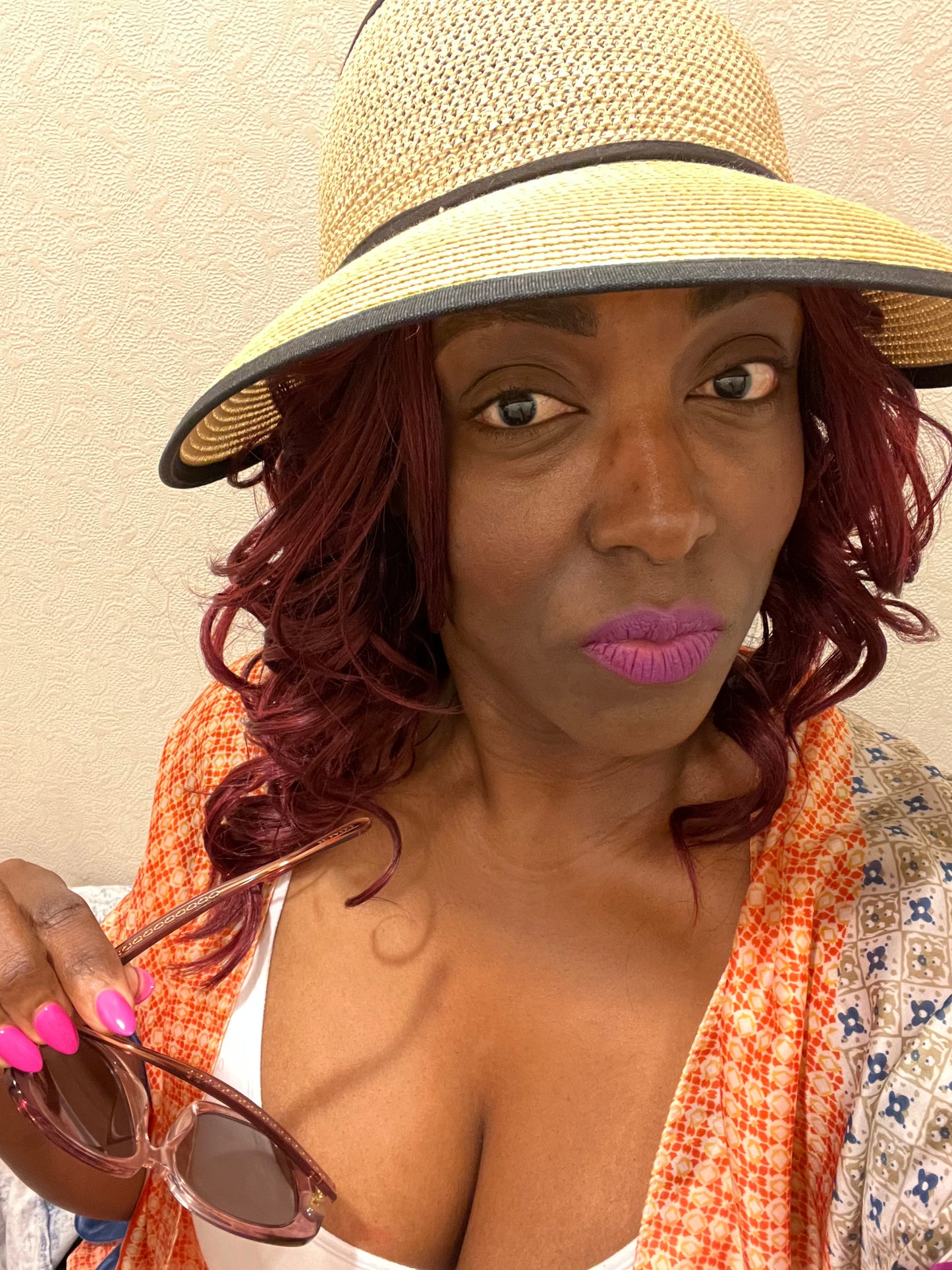 Ribbon Tie Straw Visor Hat