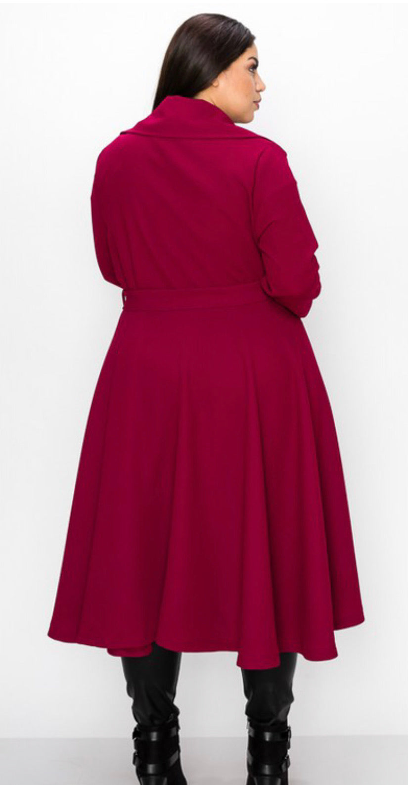 Plus Size Burgundy Winter Coat Jacket