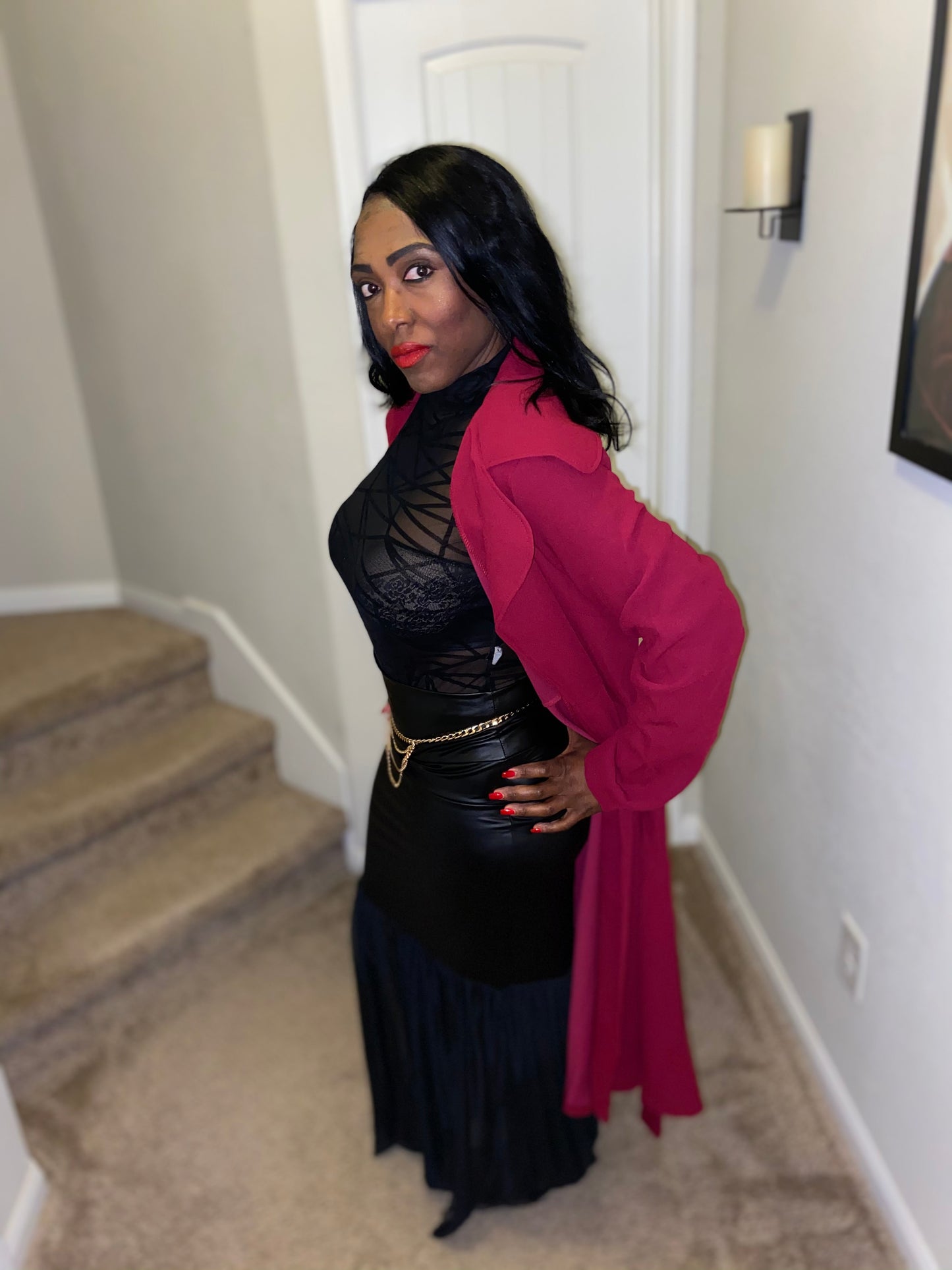 Plus Size Burgundy Winter Coat Jacket