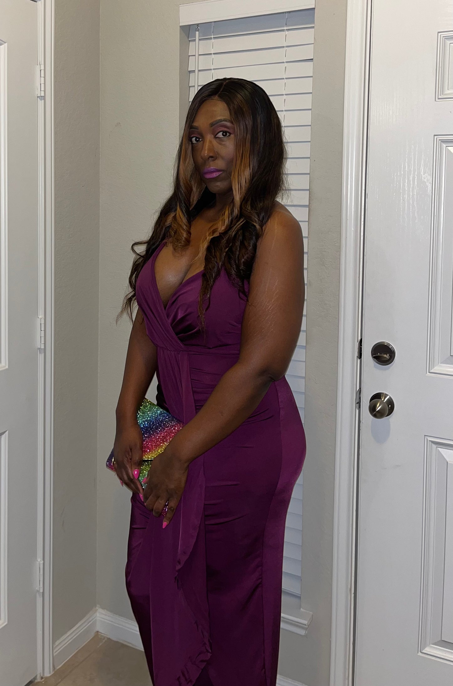 Plus Size Bodycon Drape Front Maxi Dress
