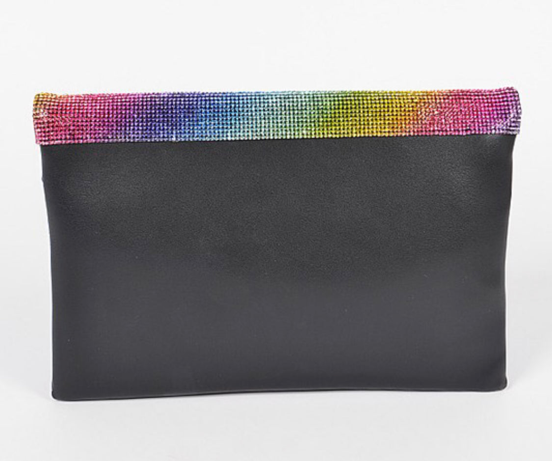 Multi Color Rhinestone Envelope Clutch