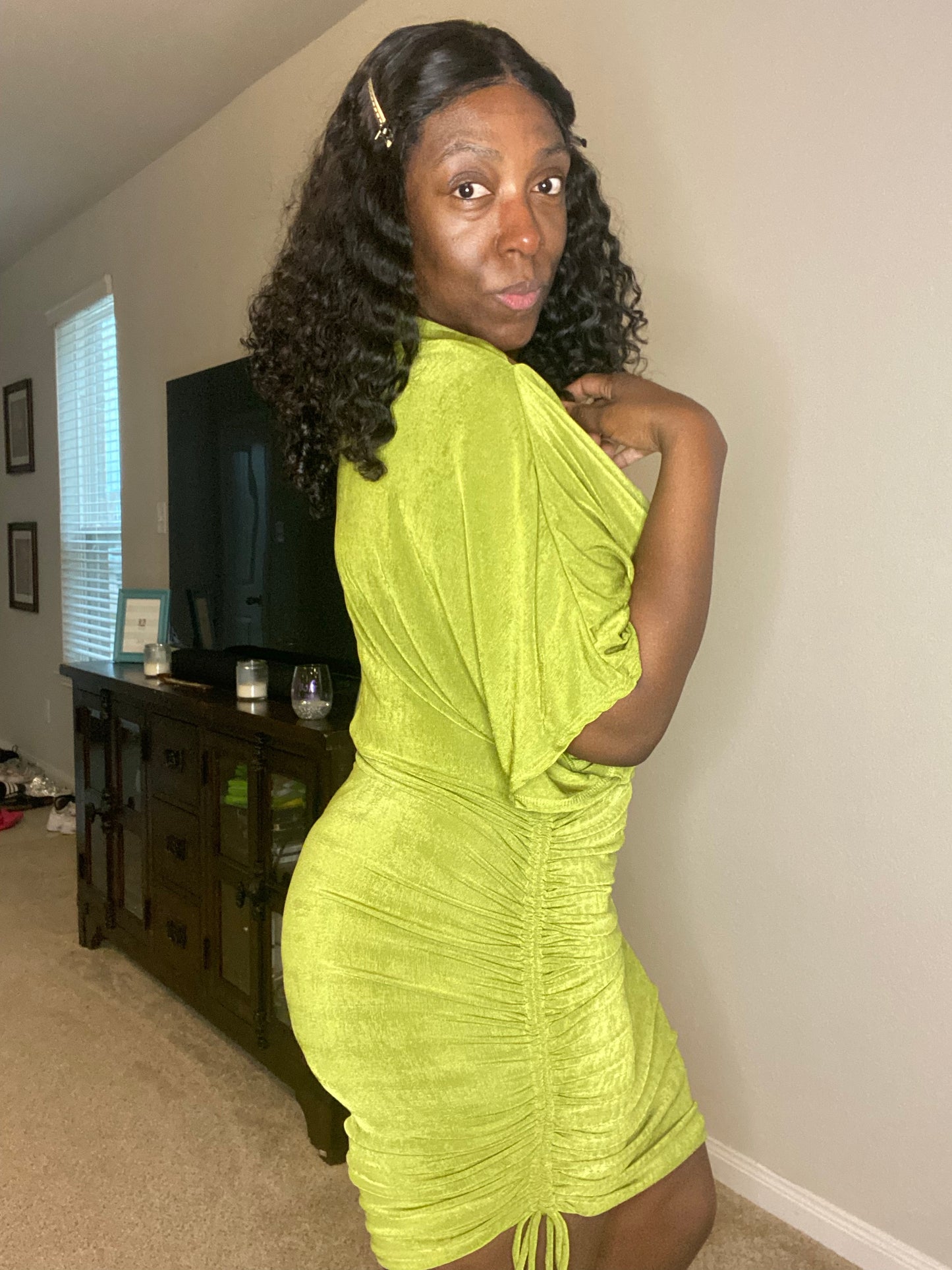 Night Out One-off Shoulder Plus Size Side Ruched Dress
