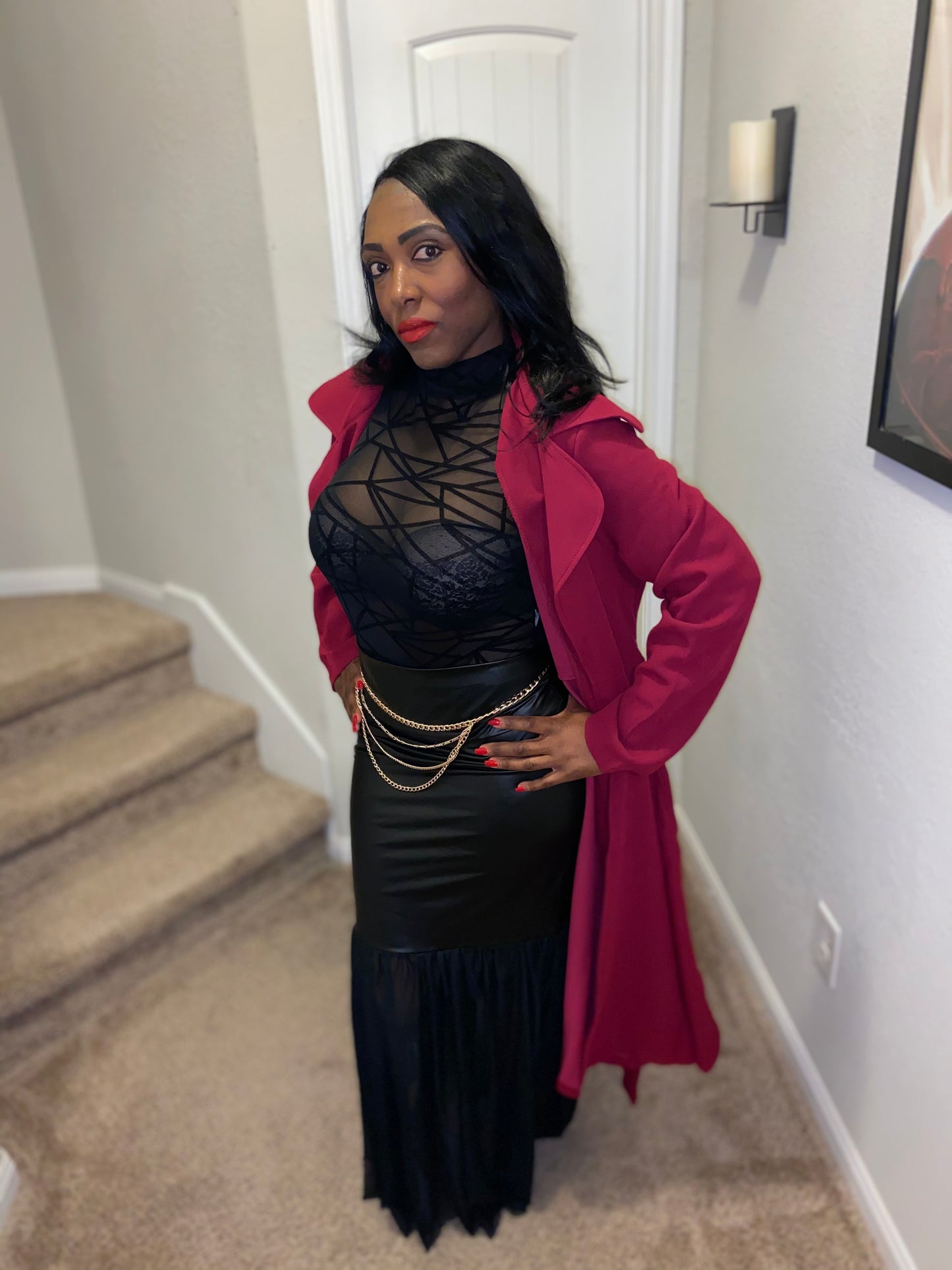 Plus Size Burgundy Winter Coat Jacket