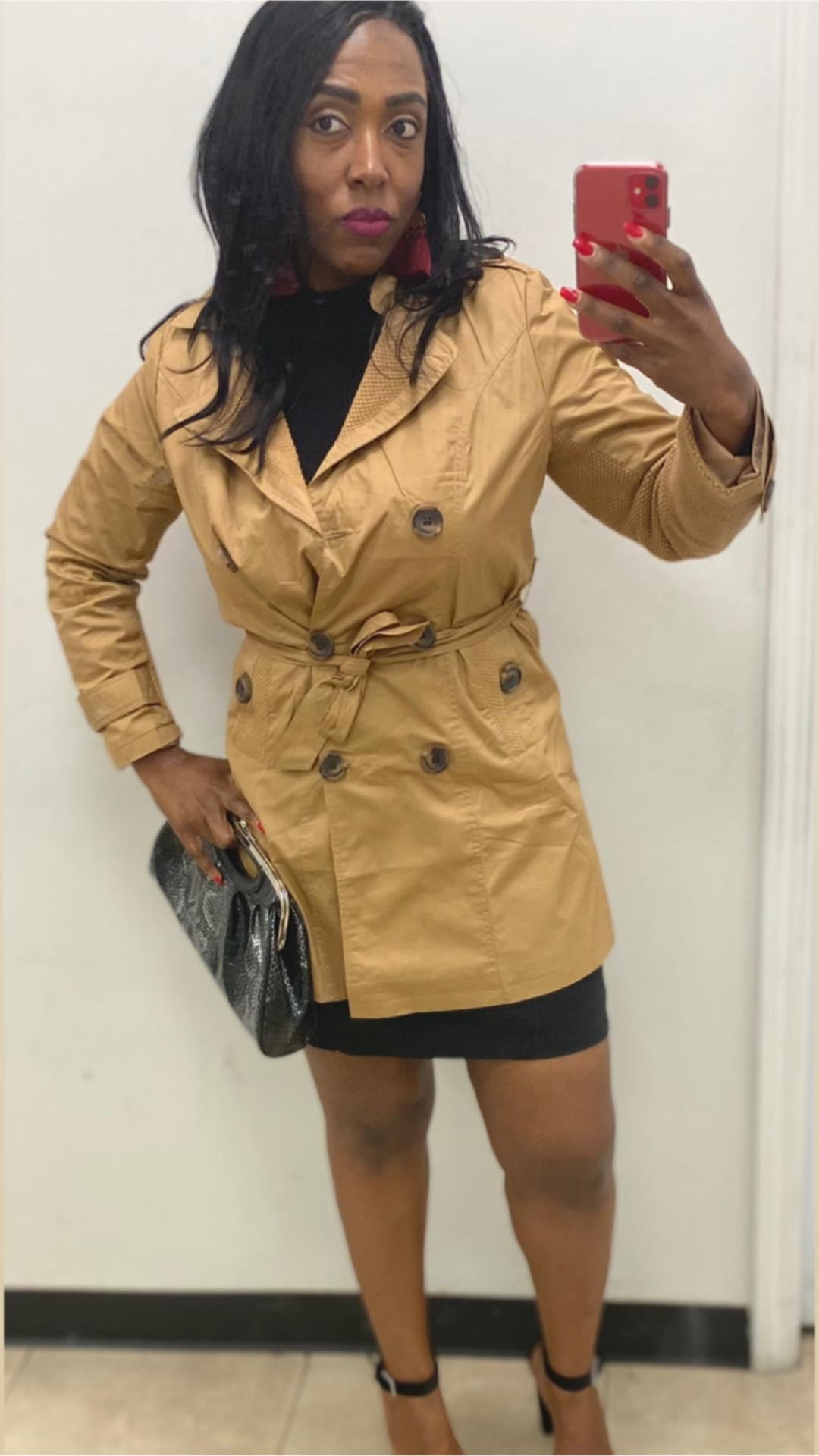 Women's New Khaki Belted Trench Coat