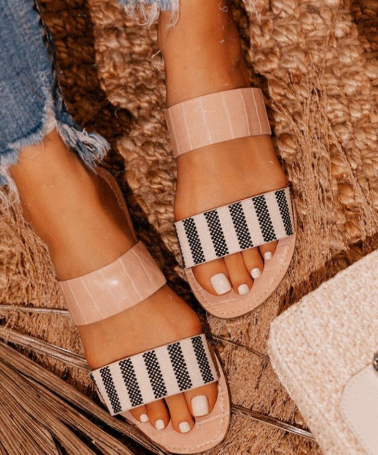 Women's Animal Print Double Band Strappy Sandals
