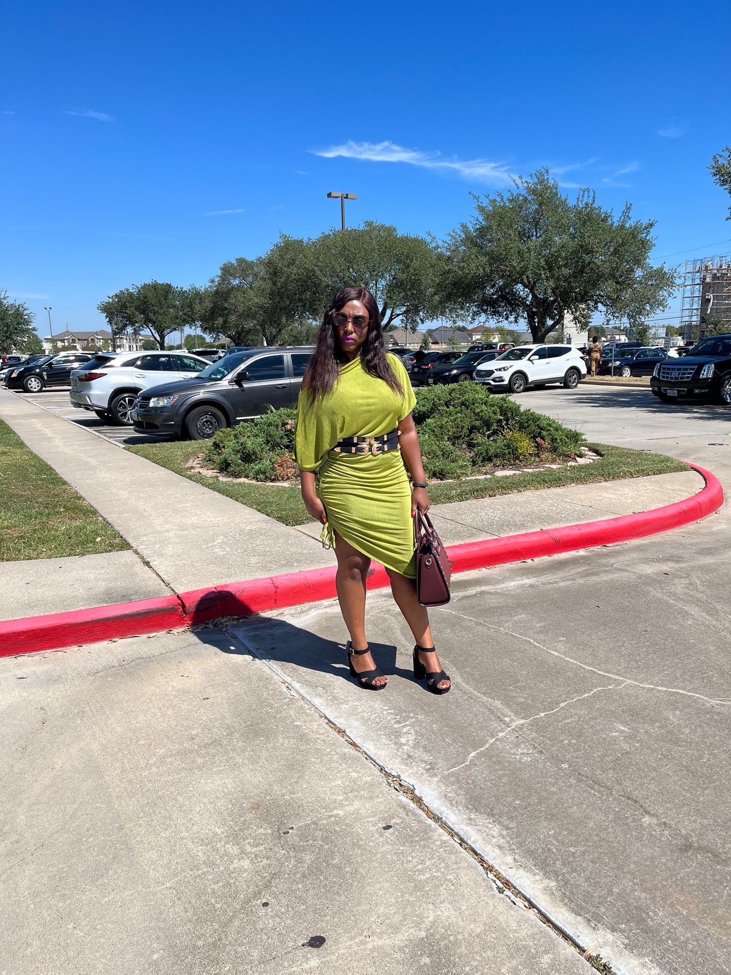 Night Out One-off Shoulder Plus Size Side Ruched Dress
