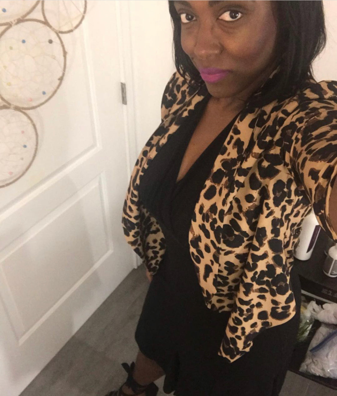 Women's Leopard Print Lightweight Blazer