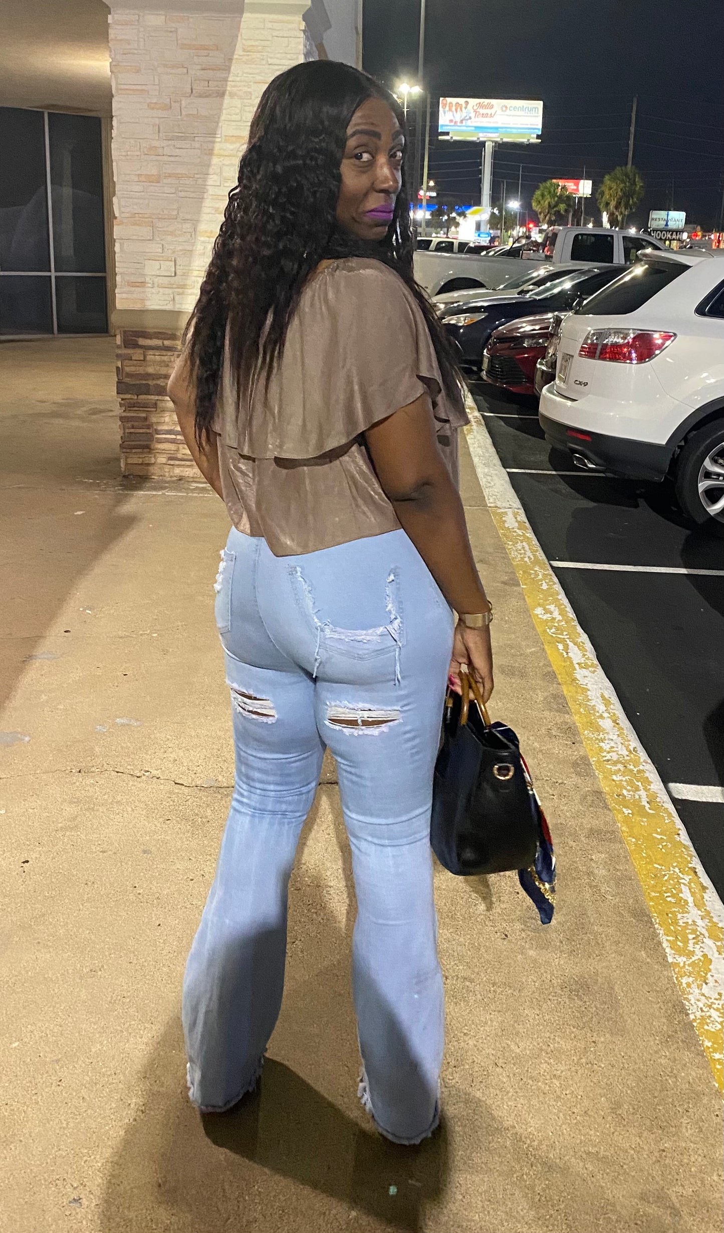 Ripped Flare High Waist Jeans