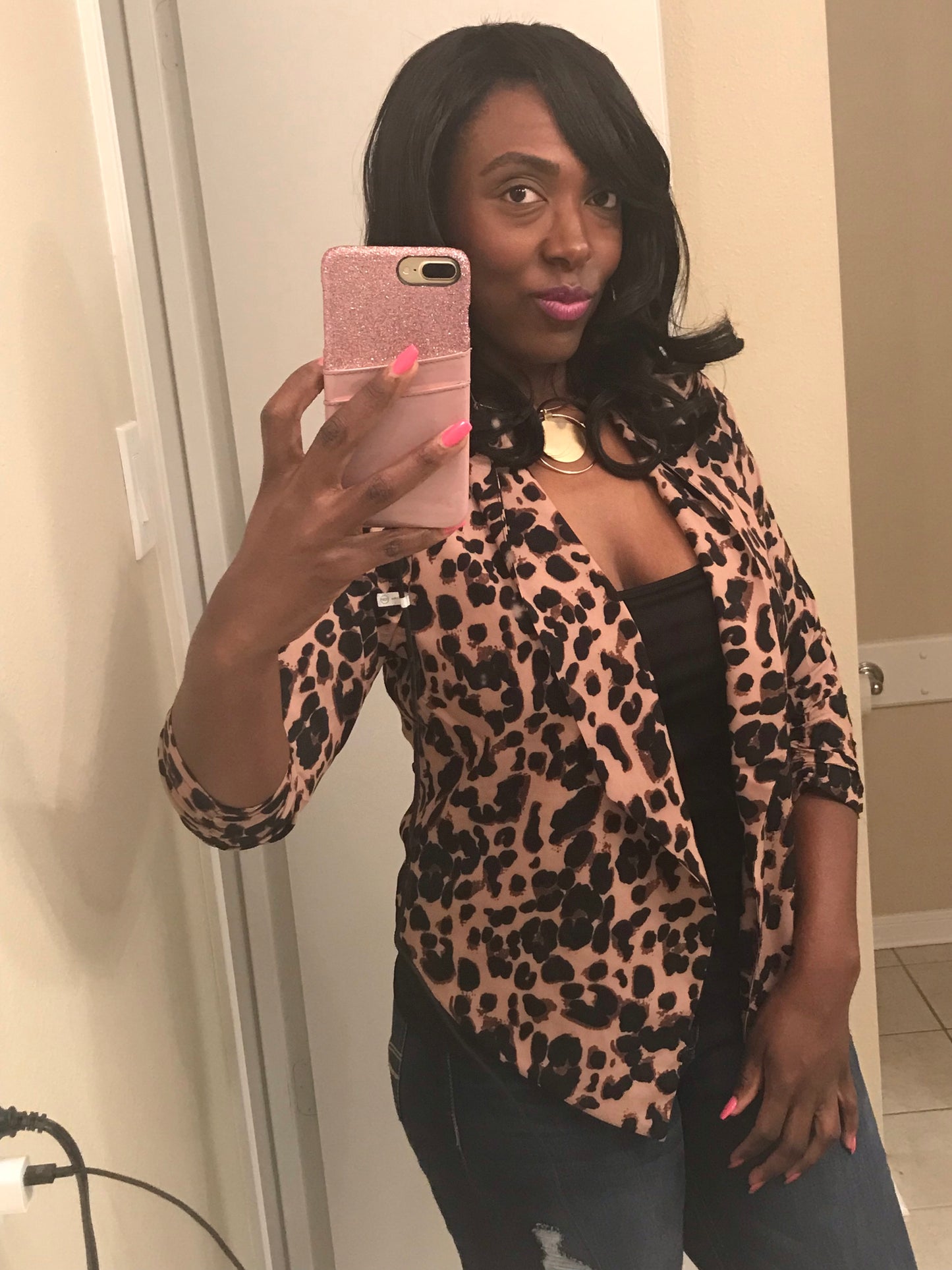 Women's Leopard Print Lightweight Blazer