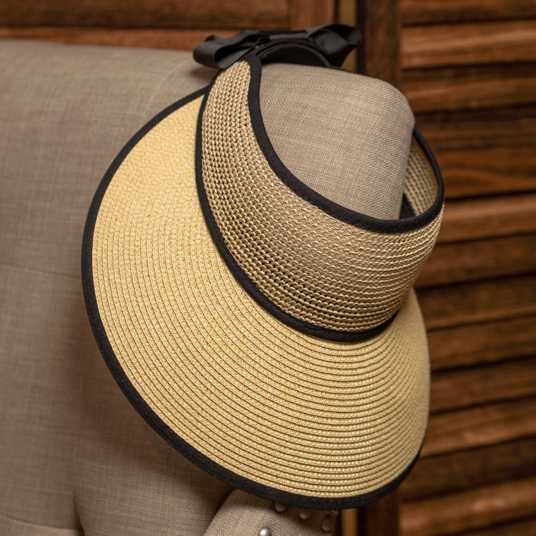 Ribbon Tie Straw Visor Hat