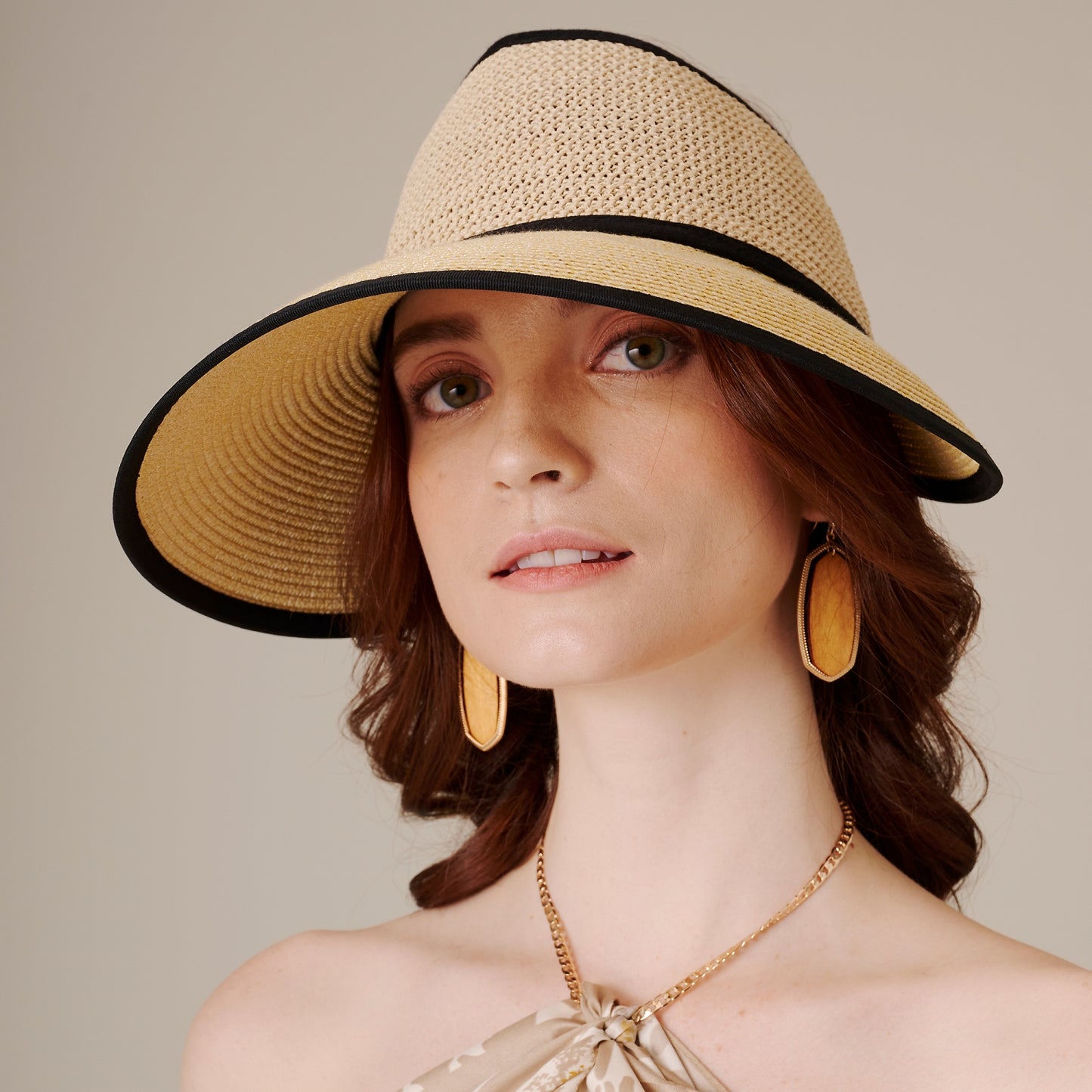 Ribbon Tie Straw Visor Hat