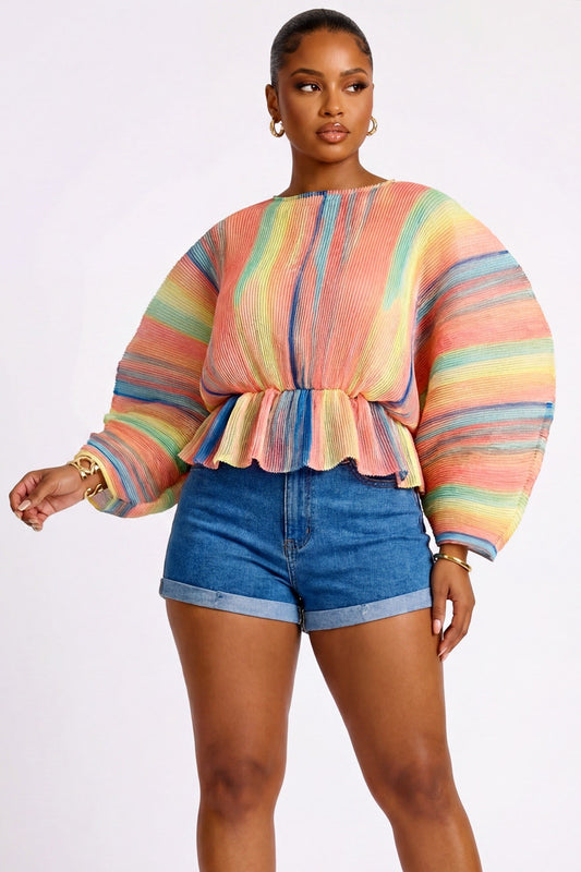 Plus Size Pleated Orbit Top