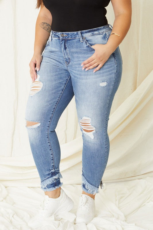 Plus Size Mid Rise Ankle Skinny Jeans
