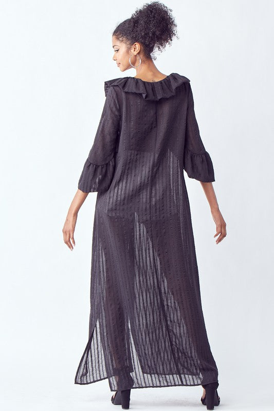 Women's Striped See Through Maxi Dress