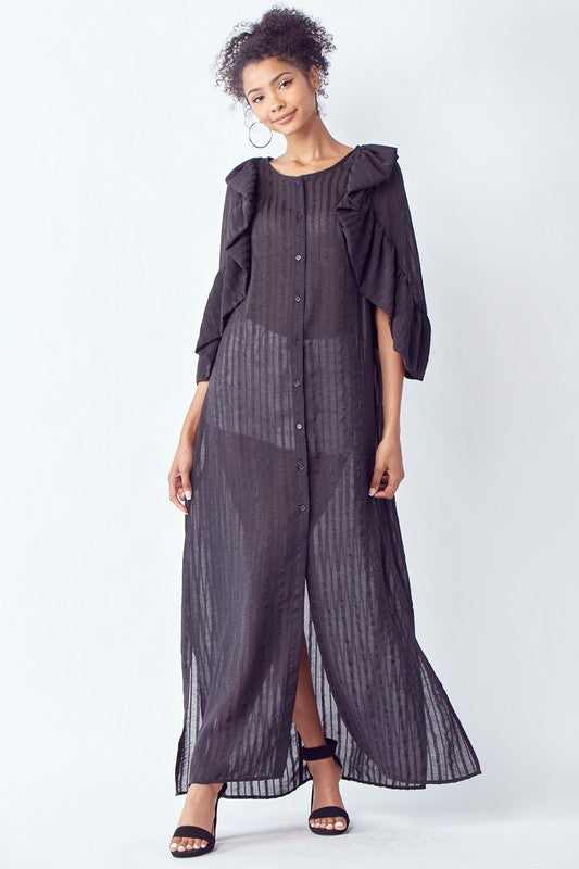 Women's Striped See Through Maxi Dress