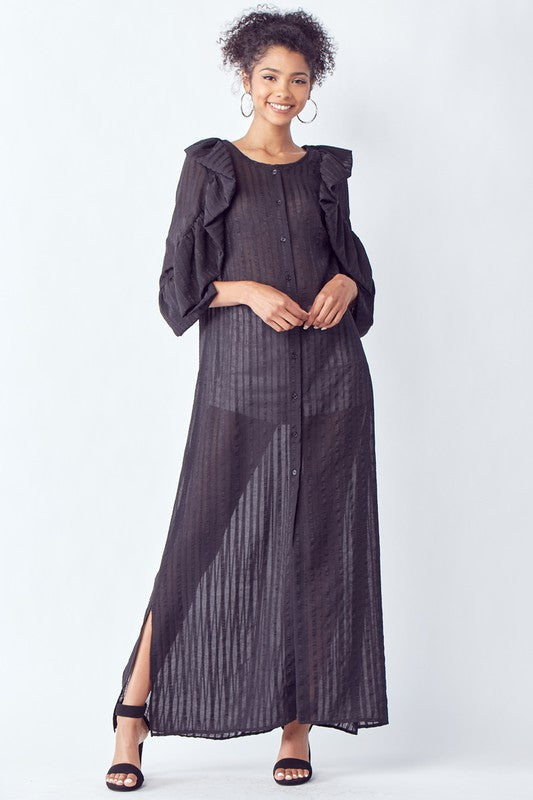Women's Striped See Through Maxi Dress