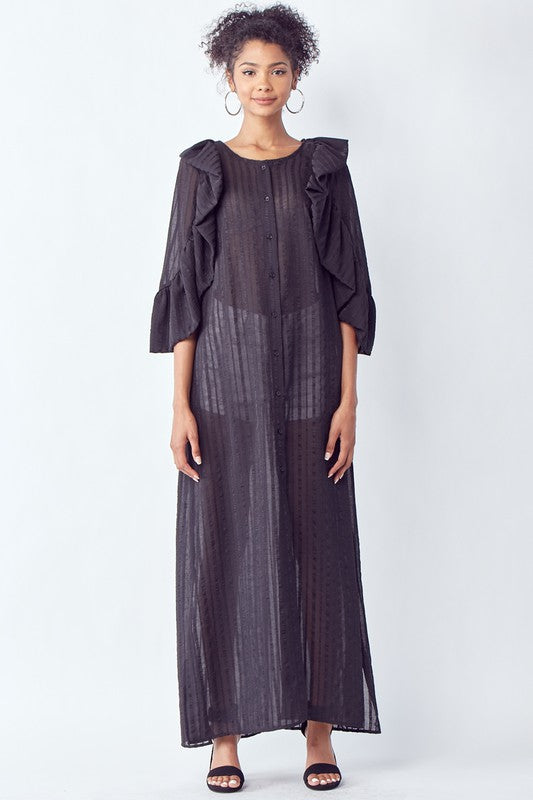 Women's Striped See Through Maxi Dress