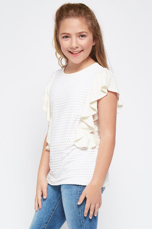 Girl's Casual Solid Ruffle Top