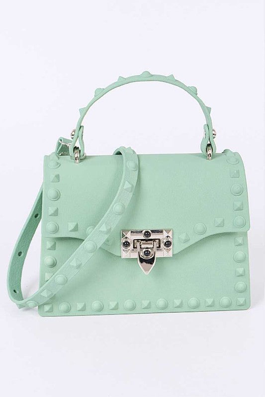 Tonal Studded Top Handle Swing Bag