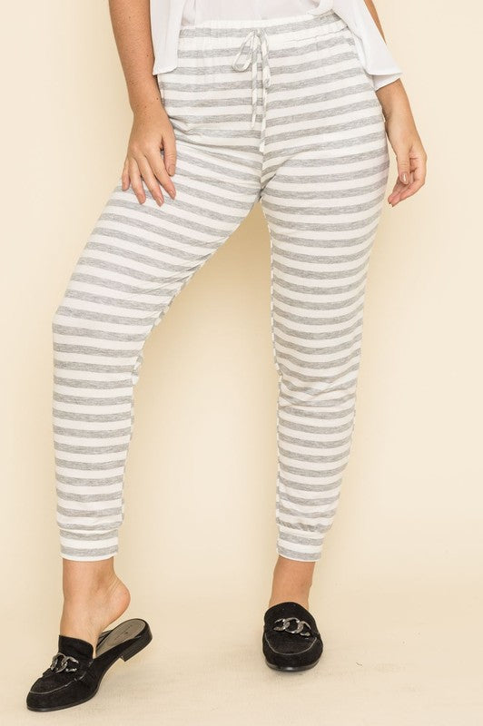 Plus Stripe Drawstring Jogger