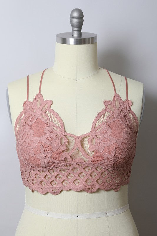 X-Large Padded Crochet Lace Longline Bralette