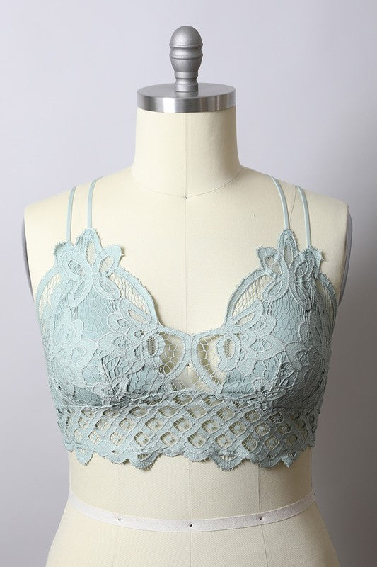 X-Large Padded Crochet Lace Longline Bralette