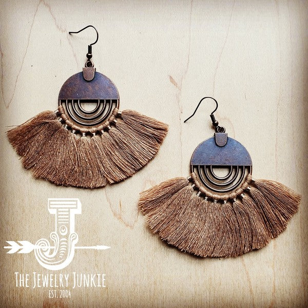 Coffee Fan Tassel Earring