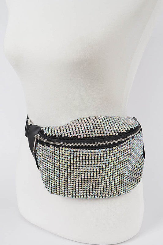 Rhinestone Studded Crossbody Mesh Fanny Pack