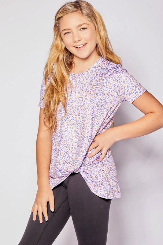 Kids Size Leopard Knotted Tunic Top