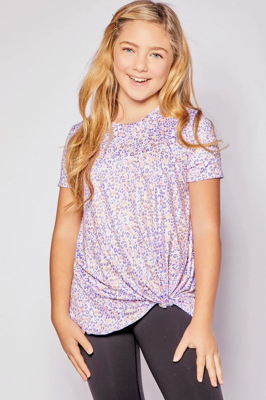 Kids Size Leopard Knotted Tunic Top