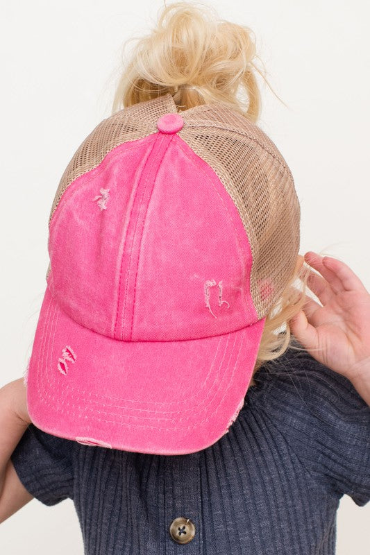 Kid Washed Denim Pony Cap