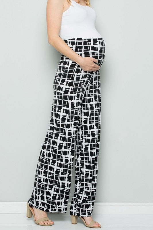 Barbara Boho Maternity Checkered Palazzo Pants