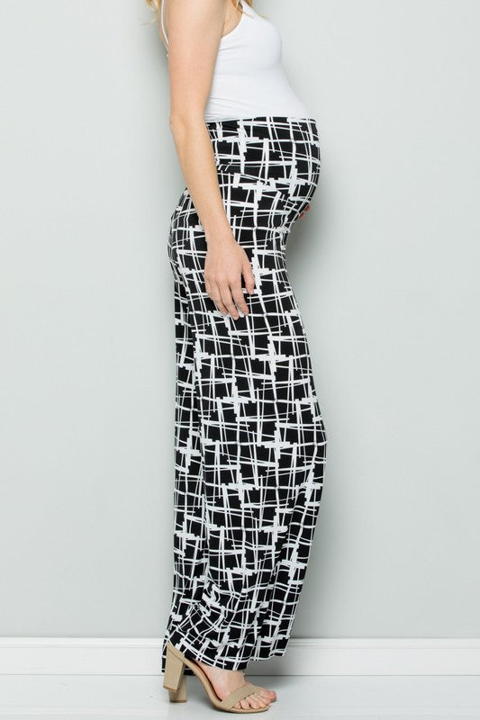 Barbara Boho Maternity Checkered Palazzo Pants