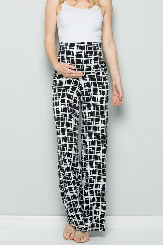 Barbara Boho Maternity Checkered Palazzo Pants